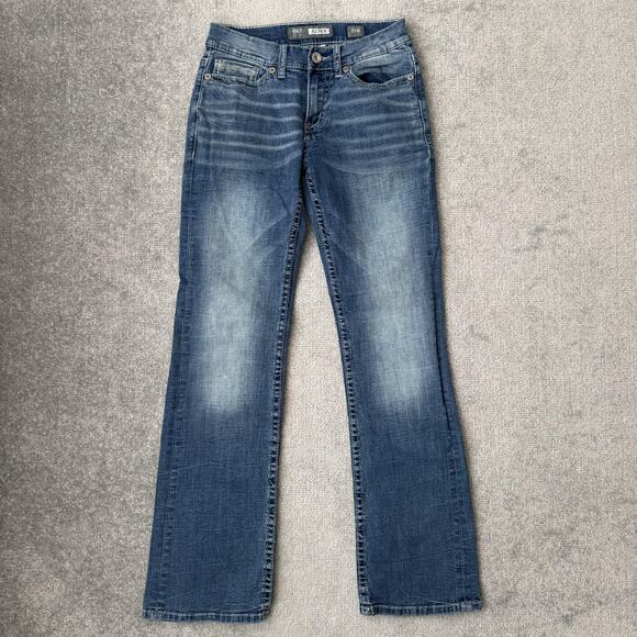 BKE Denim - BKE Aiden Bootcut Jeans Womens 28R Blue Wash Mid Rise Stretch Embroidered